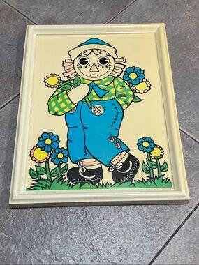 Vintage-Inspired Blue Rag Doll Wall Art - Home Art Plastic 1977